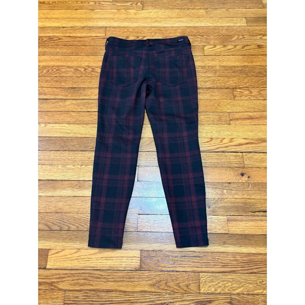 Liverpool Women's Ponte Pants Size 6p Petite Black Red Plaid Stretch Ankle 29x25 - Picture 6 of 6